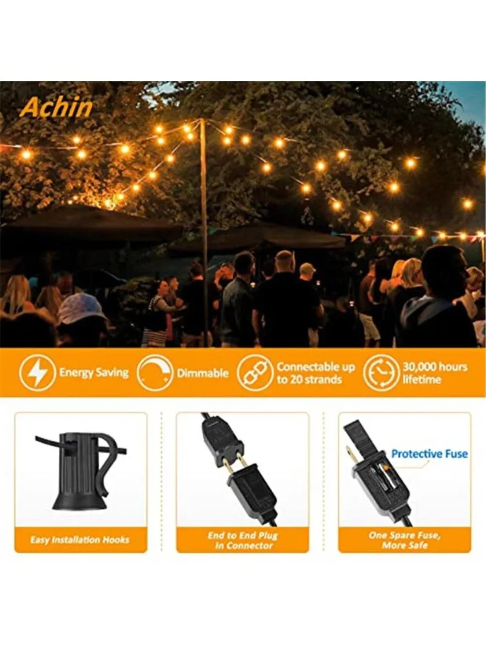 200FT Outdoor String Lights G40 Globe Patio Lights Waterproof Outdoor Bistro